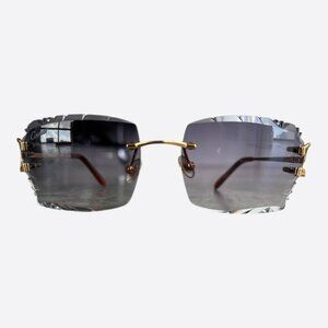Cartier Grey Lens Gold Metal Sunglasses